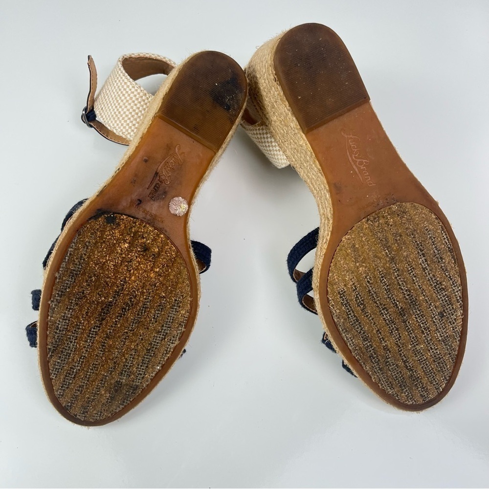 Lucky Brand Dark Blue Wedge Sandals in Navy sz 9 - Picture 7 of 8